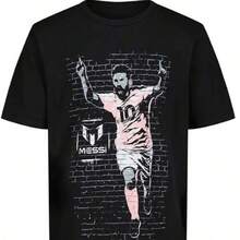 Messis Boys Lifestyle Short Sleeve T-Shirt, Slim-Fit Graphic Tee, Black - 黑色 - 查看 1