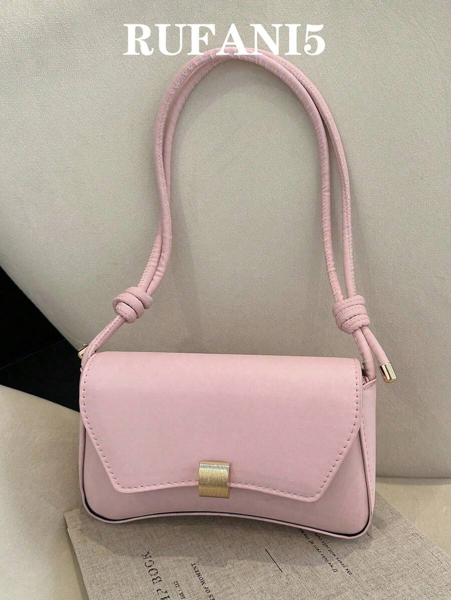 Fashionable Solid Color Vintage French Style Shoulder Bag For Women , Pink - Pink - View 1