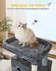 Hzuaneri 170 Cm Large Cat Tower For Indoor Cats,Cat Tree,  Multi-Level Cat House With Condo, 8 Scratching Posts, Hammock - Dark Grey - View 5