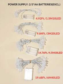 1 قطعة أضواء سلسلة LED على شكل نجمة بطول 1.5م/6م/10م، أضواء جنية بيضاء دافئة تعمل بالبطارية مناسبة لحفلات الصيف الليلية والزفاف والديكورات - نجمة - مشاهدة 9