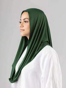 1件装女士经典纯色头巾，预缝制裹颈围巾，可调节多用途头巾，柔软舒适的粘胶纤维面料，适合日常佩戴、运动、瑜伽 - instant hijab - 查看 15