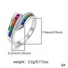 1pc 925 Sterling Silver Cubic Zirconia Unique Line Design Ring, Suitable For Daily Wear, Banquet, Wedding, Birthday Gift, Mother's Day Gift - Silver - View 5