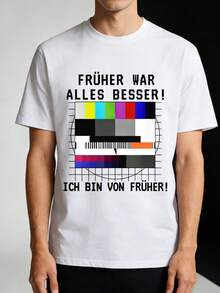 Retro-Herren-T-Shirt mit TV-Testbildmuster aus den 90er Jahren, ein lustiges Geschenk. - Weiss - Übersicht 10