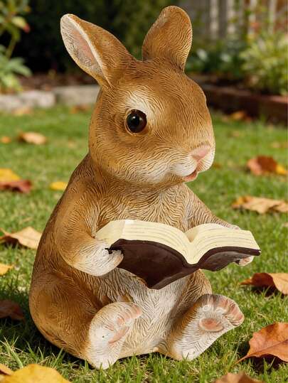 1pc Resin Rabbit Decoration, Creative Small Animal Garden & Yard Decor, Suitable For Garden, Grocery Store, Yard