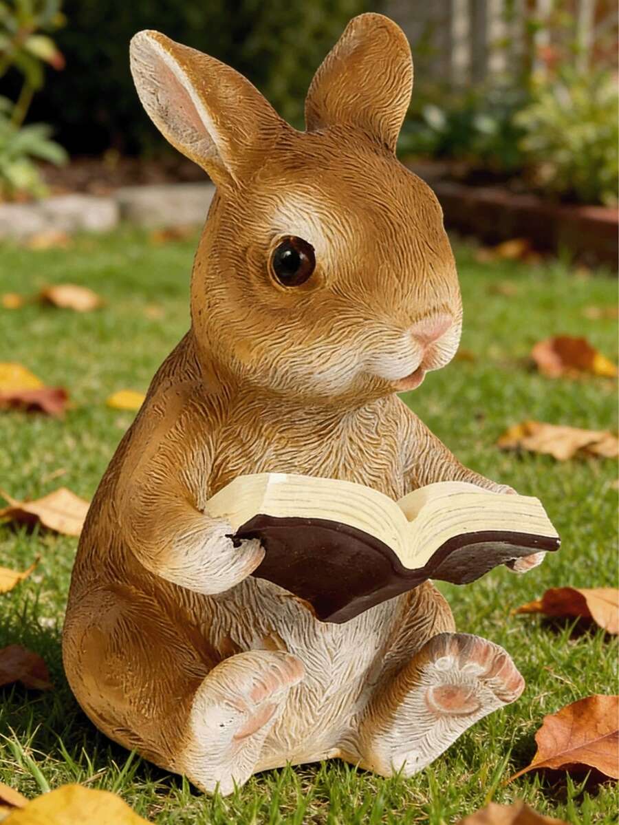 1pc Resin Rabbit Decoration, Creative Small Animal Garden & Yard Decor, Suitable For Garden, Grocery Store, Yard - A - View 1