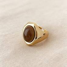 1pc Unisex Open Ring, Black/White/Marble/Brown, Fashionable Minimalist Asymmetrical Geometric Design, Suitable For All Occasions, Perfect Couple Gift - Open Ring - View 8