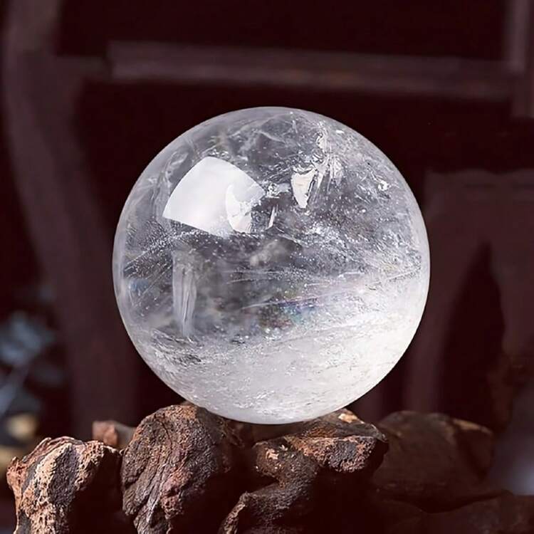 1PC Natural Quartz Crystal Ball Square Stone Ball, With Different Semi Transparent Interior Scenery, Desktop Ornament, Ornamental Item, Collectible. Best Gift For Family And Friends: Crystal Ball - Clear - View 20