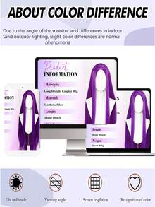 40 Inch Black Straight Middle Part Synthetic Wig, Suitable For Cosplay & Halloween - Multicolor - View 7