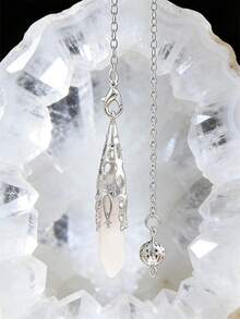 1/3/6/10 piezas Cuarzo natural para sanación espiritual, para radiestesia de agua, adivinación espiritual, collar de joyería con colgante de cristal de cuarzo en forma de cono - Multicolor - Ver 26