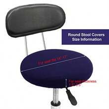 Fundas de asiento redondas para taburete de bar lavable funda elástica para silla de 14-17 pulgadas azul marino 4 piezas-B029 - Azul marino - Ver 2