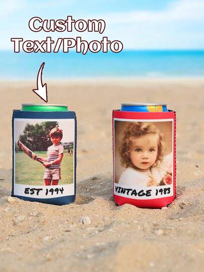 Personalized Insulated Drink Can Sleeve, Fun Birthday Party Favors, Suitable For Birthday Parties And Weddings, Customizable Photo, Party Drink Insulation Sleeve