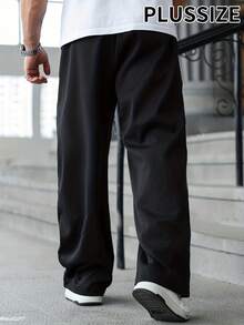 Quần nỉ nam cỡ lớn dáng rộng, có dây rút, màu đen, thích hợp cho mùa xuân. - màu đen - Xem 3