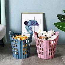 65L Large Foldable Plastic Laundry Basket With Handle, Space-Saving, Home Use Laundry Basket, Grey - Multicolor - View 3