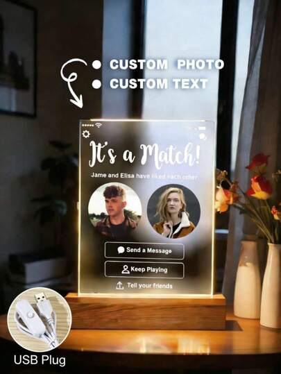 1 Đèn ngủ gương ảnh tùy chỉnh, Đèn LED ảnh và chữ acrylic cá nhân hóa, Đèn ngủ ghép ảnh, Khung ảnh đôi, Quà tặng ghép ảnh cá nhân hóa, Đèn ngủ phòng ngủ, Quà sinh nhật, Quà kỷ niệm, Quà cưới độc đáo, Quà tặng cho vợ/người yêu/bạn gái/bạn bè, Quà tặng cho chồng/bạn trai/bố/mẹ