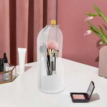 SanBouSi Rotation Makeup Brush Container Makeup Brush Holder Clear Lid Makeup Brush Organizer - Blanco y transparente - Ver 10