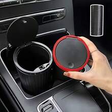 Papelera redonda de alta calidad para el coche con tapa, caja de almacenamiento de basura para el coche, diseñada para adaptarse a la mayoría de los portavasos y reposabrazos, adecuada para el almacenamiento en el coche, el hogar, los viajes por carretera y las salidas familiares, un accesorio esencial para todo propietario de automóvil, un regalo perfecto para nuevos conductores y entusiastas de los viajes por carretera, accesorio de decoración interior del coche - Multicolor - Ver 2