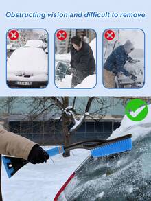 Extendable & Adjustable Length Multi-Functional Car Snow Shovel & Ice Scraper Tool, ABS Scraper Head And Non-Slip Handle, Efficiently Removes Snow And Frost On Car Windows - A - View 4