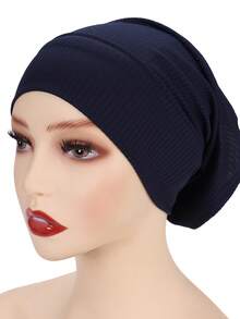 Jersey Knit Textured Elastic Opening Muslim Underscarf Hijab - Multicolor - View 5