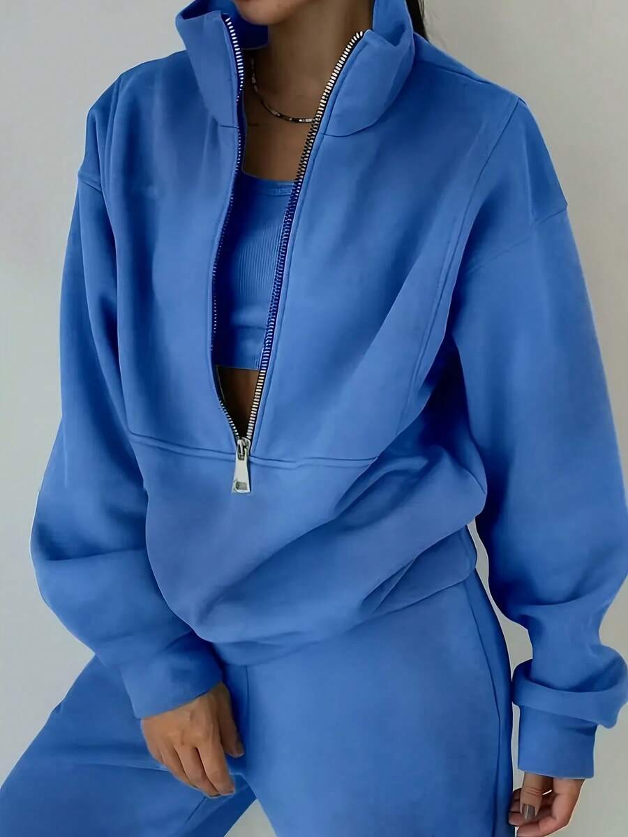 Women's Summer Lightweight And Breathable Two-Piece Outfit Set, Casual Soft Women's Sportswear Set, Fashionable Sportswear, Suitable For Daily And Casual Summer Wear, Essential Two-Piece Home Wear, Women's Sports Set, Summer Set, Fitness Set - 藍色 - 查看 1