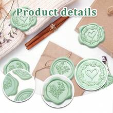 30pcs Green Wax Seal Stickers, Containing 3 Designs, Self-Adhesive Envelope Sealing Stamp Stickers, Suitable For Wedding Invitations, Place Cards, Christmas Gift Packaging, 3 Designs Per Pack - 3 Styles/pack (green) - View 10