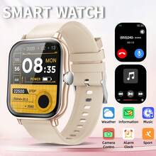 SIMSONLAB 2025 New 1.83" HD Full Touch Screen Smart Watch, Unisex, Supports Phone Dialing/Answering, Pedometer, Calorie Counting, Multiple Sports Modes, Message & Call Notifications, Multi-Functional Smart Watch, Fitness Tracker, Compatible With Android/IOS - Gold - View 1