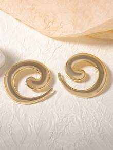 1对复古个性时尚简约金属几何螺旋蜗牛造型独特创意女士耳环 - 幾何螺旋 - 查看 5