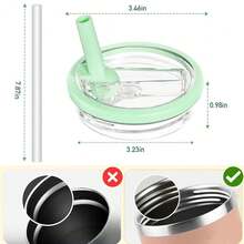2 Pack 30 Oz Tumbler Flip Straw Lid Replacement Compatible For  , Leak Proof Lid Replacement For 30 OZ  H2.0  Tumbler,Spill Proof Splash Reusable (Light Gre1en) - 淺綠色 - 查看 3
