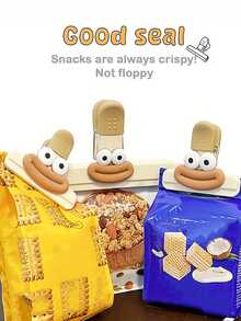 2 szt. klipsów do zamykania żywności w kształcie kiełbaski z dużym oczkiem, mocne klipsy do przechowywania żywności, wielokrotnego użytku klipsy do torebek na przekąski, przenośne, wielofunkcyjne klipsy do zamykania żywności, klipsy do torebek plastikowych z uchwytami, wzór kreskówkowy, odporne na wilgoć i kurz, urocze gumowe dekoracje 3D - wielobarwność - Zobacz 2