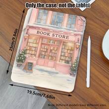 1pc PU Leather Case With Bookshelf Pattern, Pen Slot, 720° Rotating Stand, Auto Sleep/Wake Function, Compatible With Honor/Apple/HONOR/ Etc., Suitable For Back To School, Valentine's Day - Multicolor - View 3