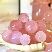1pc Rose Quartz Ball, High Quality Crystal Ball, Perfect Collectible Crystal, Home Decor, Crystal Gift, DIY Craft - Pink - View 9