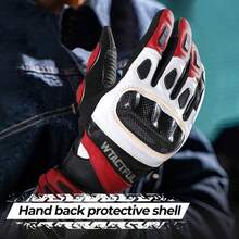 Guantes de piel de cabra de carbono para motocicleta para máxima protección y comodidad - Rojo - - Ver 3