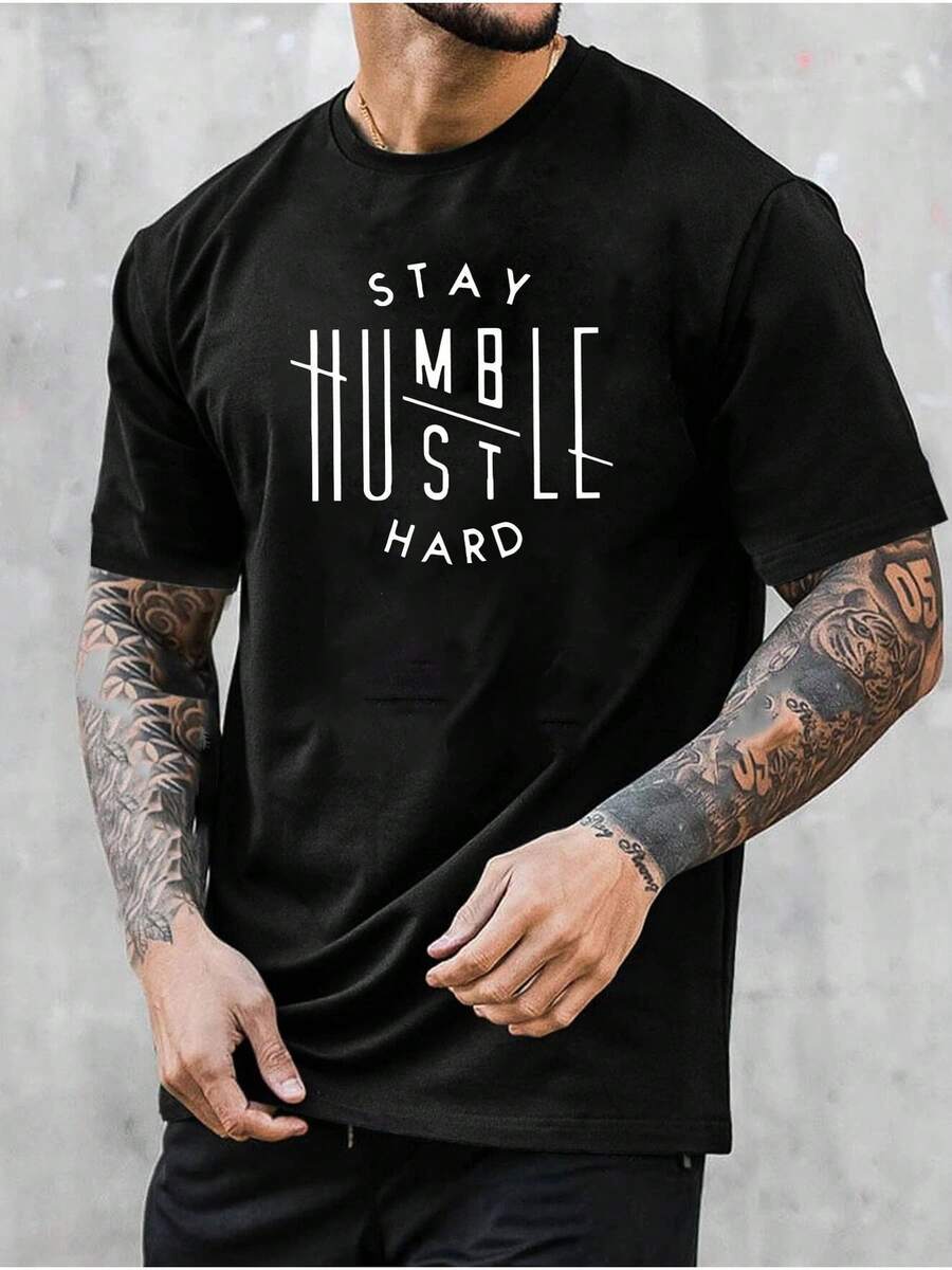 Summer Men's Fashion Pattern Short Sleeve T-Shirt PBBC - Black - View 1