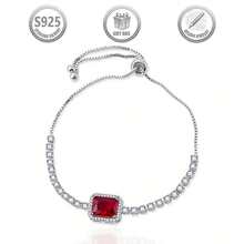 1pc Luxury Elegant Palace Style 925 Sterling Silver Geometric Cubic Zirconia Women Bracelet, Suitable For Daily, Party, Holiday, Date, Gift - Red - View 3