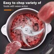 SPZTJK 2 Bowls Food Processors, Electric Food Chopper With Meat Grinder & Vegetable Chopper - (8 Cup+8 Cup) Electric Vegetable Chopper - 3L 300W Meat Grinder - Includes 2 Sets Of Bi-Level Blades For For Meat/Fish/Vegetable/Baby Food, Stainless Steel Mincer - Xem 10