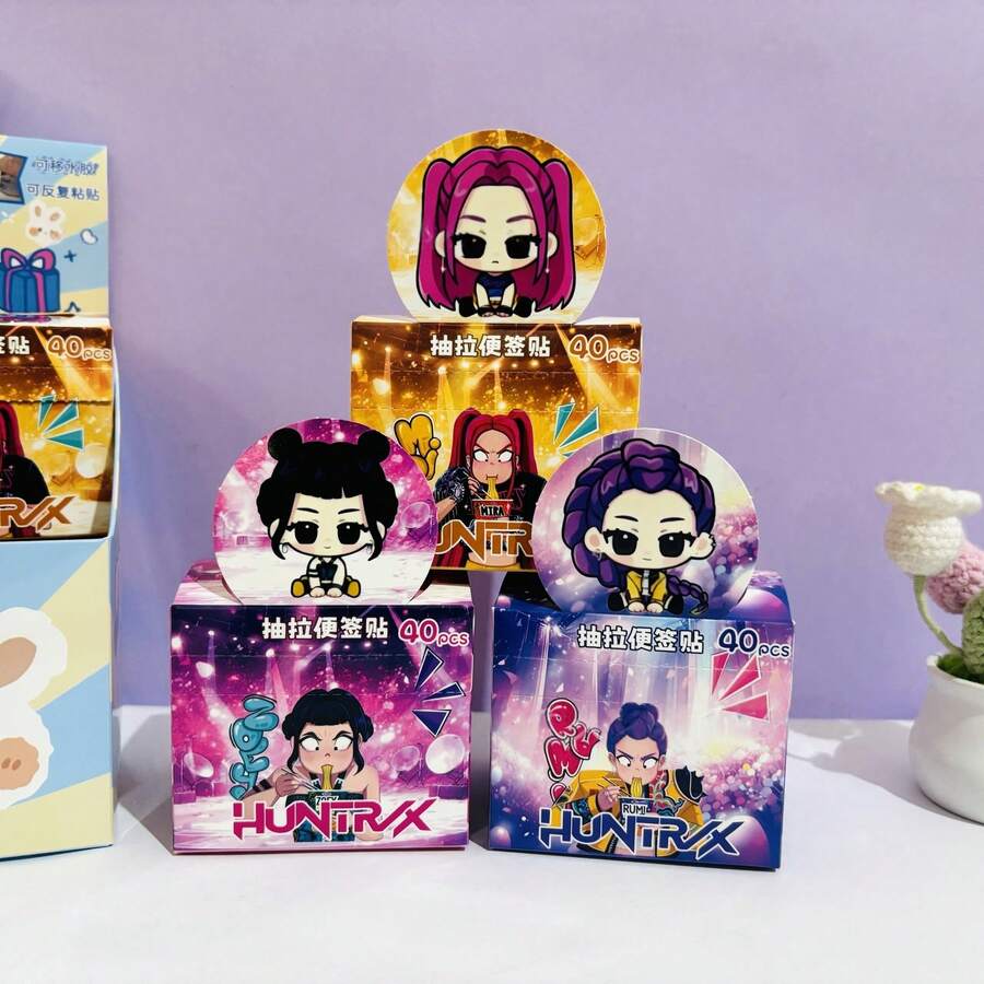 DOBBLE 1pc KPOP Witch Girl Group Detachable Memo Pad, High-Quality Anime Sticker, Reusable (Random Style) - Multicolor - View 1