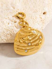 1 pieza Clip de bikini de acero inoxidable, chapado en oro de 18K, joyería corporal de estilo océano de moda con estrella de mar y concha DIY - Dorado - Ver 3