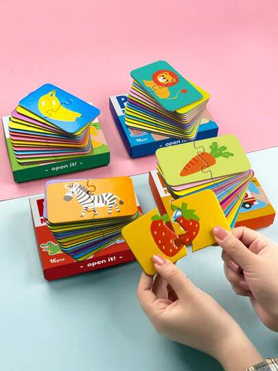 beartale 16 piezas Juguetes de Rompecabezas Montessori, Juego de Rompecabezas DIY, Juguetes Educativos Tempranos Multitemáticos, Juguetes Rompecabezas, Mejor Regalo para Niños