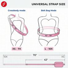Plus Size Fanny Pack | XL Extended Strap 70\ | Double Compartment | Women Men Crossbody Sling Bag | Essential-Fit Belt Bag - LightPinkDoubleCompartment - View 8