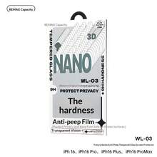 REMAX Future 超柔系列防窥钢化玻璃屏幕保护膜 WL-03/无尘速贴全屏隐私保护，兼容苹果 iPhone 15/16、iPhone 15 Pro、iPhone 15 Plus/16 Plus、iPhone 15 Pro Max/iPhone 16 Pro、iPhone 16 Pro Max、iPhone 17 Pro、iPhone 17 Air、iPhone 17 Pro Max - 無色 - 查看 18