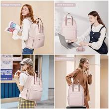 LOVEVOOK Laptop Backpack For Women, 17 Inch Travel Laptop Bag, Waterproof Computer Backpack Purse For Work Teacher Nurse, Durable Casual Daypack - Bột củ sen - Xem 7