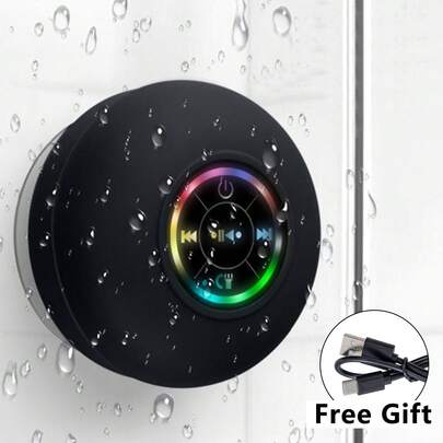 Bluetooth Shower Speaker With LED – Portable Wireless Mini Speaker With Mic & Suction Cup, IPX4 Water Resistant For Shower, Travel, Pool, River Floating, And Outdoor Fun