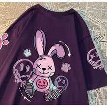 Premium Quality Bunny Paw Print Streetwear T-Shirt - Immediate Shipping - Morado - Ver 2