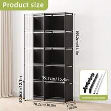 1 pieza Armario portátil, Armario abierto simple, Estantería de pie para almacenamiento, Adecuado para dormitorio, hogar, habitación, Diseño minimalista - Negro - Ver 19