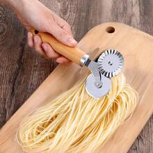 Double Fluted Pastry Cutter Wheel, Double - Blade Pasta Cutter, Stainless Steel Double Roller Dough Cutters With Wooden Handle, Fluted Pastry Wheel Cutters Baking, Pizza, Ravioli, Cookies - Initial - View 6