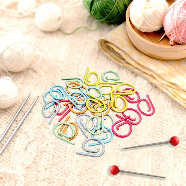 10-100个金属编织记号扣，螺旋钩针记号扣，彩色钩针环，钩针和编织锁扣记号扣，适用于DIY手工项目的彩色锁扣记号扣 - 六色 - 查看 9
