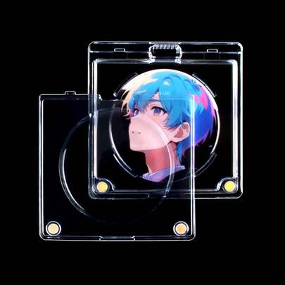 [ 缶バッジケース] 2枚セット・58ｍｍ対応( UVカット) 　スタンド2個付き　マグネットホルダー　缶バッジディスプレイ　推し活 オタ活 グッズ飾り