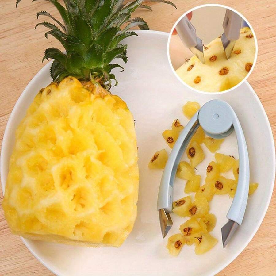 Removedor de semillas de piña y fresa de acero inoxidable - Herramienta de cocina multifuncional con mango ergonómico, preparación eficiente de frutas y deshuesador de bayas, preparación de comidas sin problemas - Multicolor - Ver 1