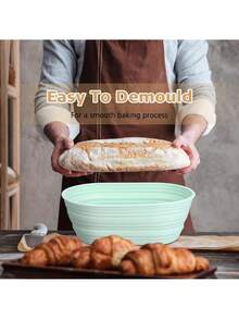 10-Inch Foldable Silicone Bread Proofing Basket, Oval Banneton Basket, Non-Stick Dough Fermentation Bowl Container For Bread Baking - Multicolor - View 6