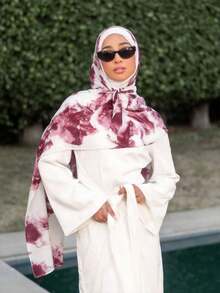 1件装女士新款碎花雪纺头巾，轻盈印花薄纱头巾，柔软透气，适合日常佩戴 - 彩色 - 查看 2