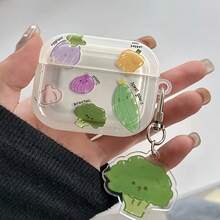 Cute Vegetable Cartoon Design Protective Case Compatible With Apple Bluetooth Earphones, Anti-Scratch And Anti-Drop Cover - Clear - View 9
